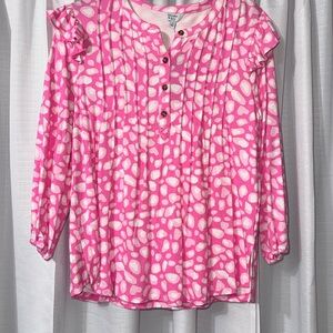 NWT Crown & Ivy Pink Button Blouse